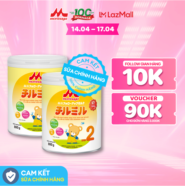 Combo of 2 Cans of Morinaga Chilmil Milk 800g, Genuine Imported from Japan, from 6 to 36 Months