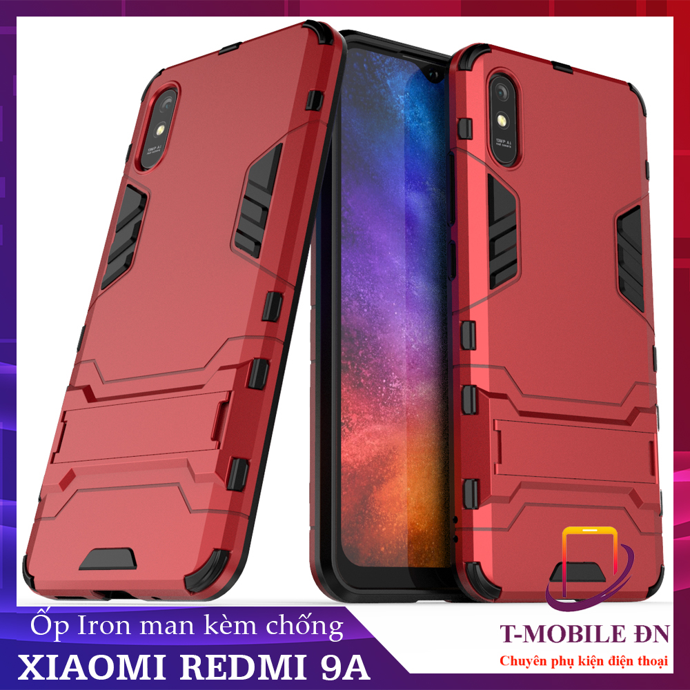 Ốp lưng Xiaomi Redmi 9A chống sốc iron man bảo vệ viền và camera kèm chống xem video tiện lợi