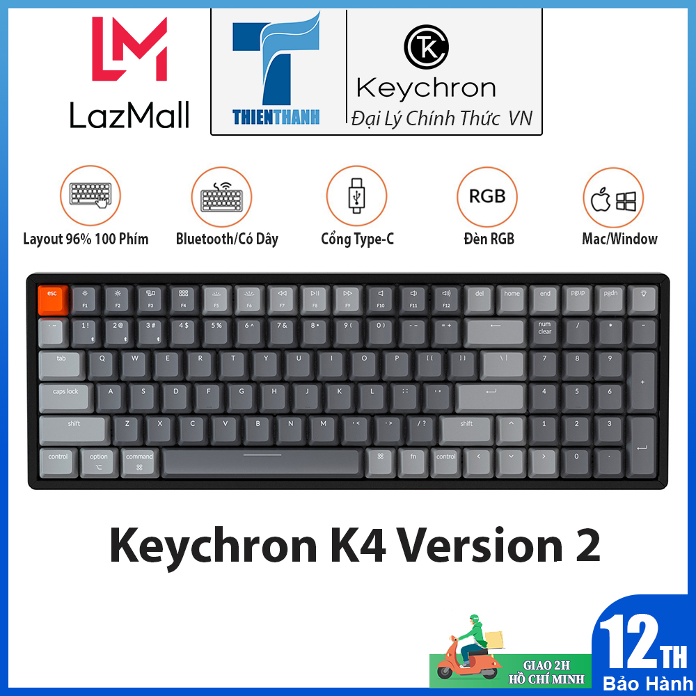 Bàn Phím Cơ Không Dây Keychron K4 V2- Chính Hãng Phân Phối
