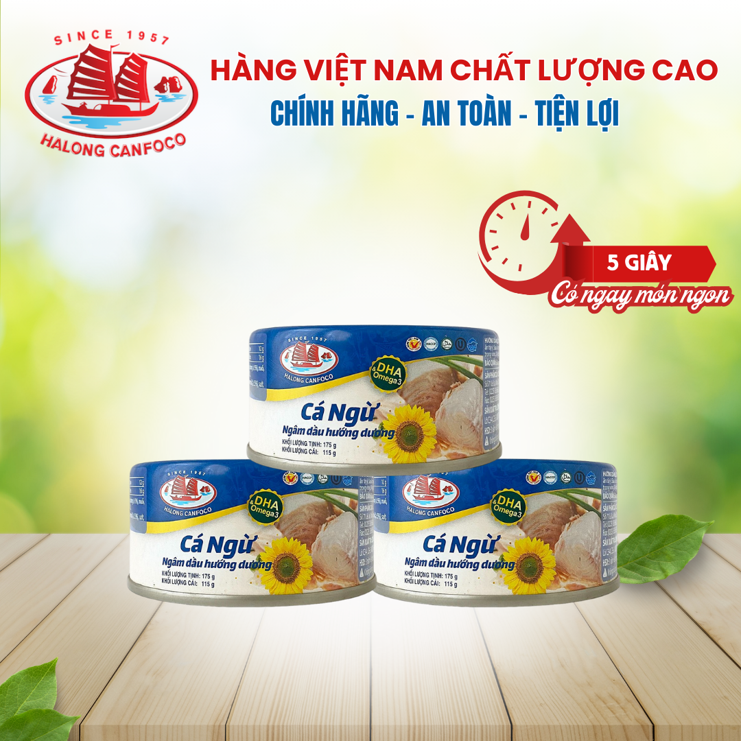 Combo 3 cá ngừ ngâm dầu hướng dương 175g - đồ hộp hạ long