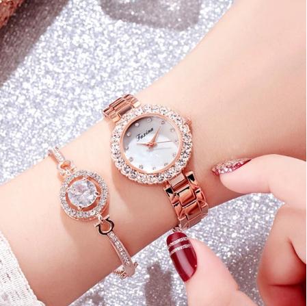 [ Hot Sale ] Đồng Hồ Nữ Faxina Chính Hãng, Tặng Kèm Vòng đeo Tay Mặt Viền Đá Cực Xinh, cực kool H3C Store