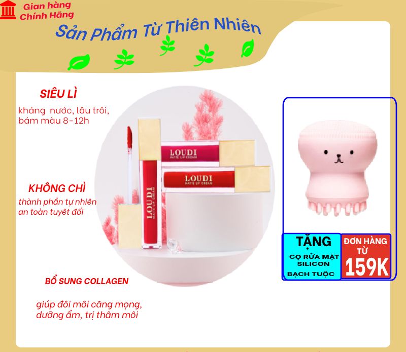 Son kem lì loudi mẫu mới 2021 thành phần từ tự nhiên, bổ sung colage dưỡng ẩm, tái tạo môi thâm, chất son mềm mượt, căng bóng, lì màu 8h-12h