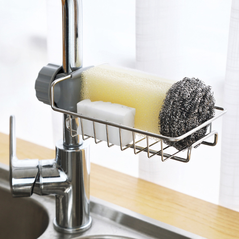 Khay inox 304 gắn vòi nước đựng đồ rửa chén