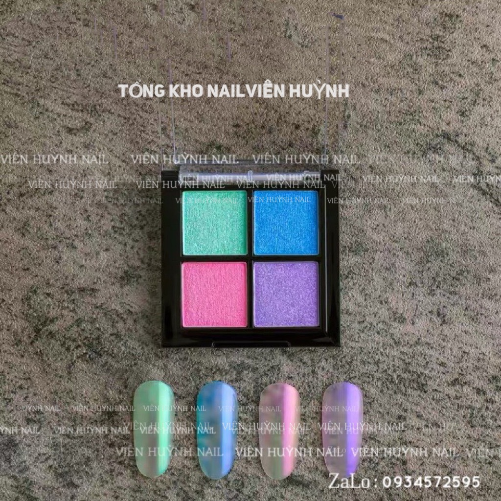 Tráng gương nail dạng nén , hộp 4 ô tráng gương ánh trai