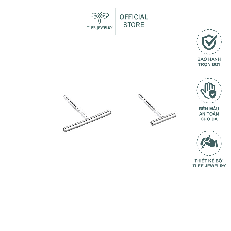 Khuyên tai bạc nữ TLEE thanh bạc trơn basic nhiều size cá tính TleeJewelry B0219