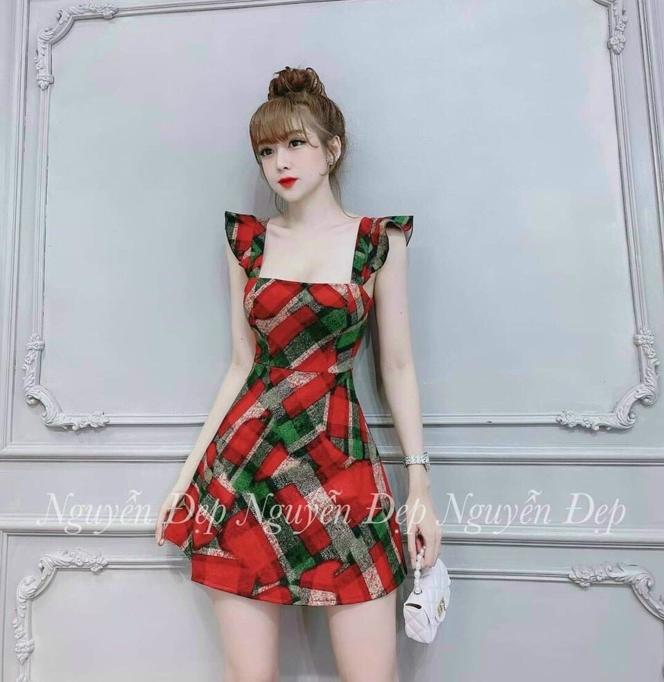 [HCM]Đầm Xòe Họa Tiết Tay Cánh Tiên Có Mút Ngực Siêu ĐẹpChất Thun Dẻo In 3D -QC