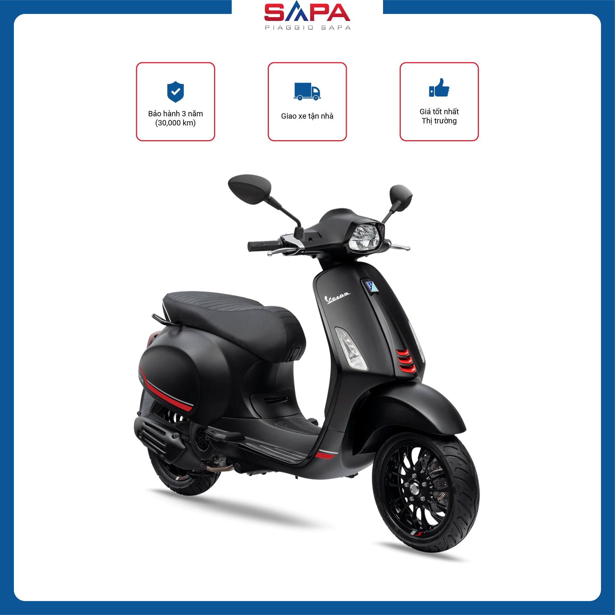 Xe Máy Vespa Sprint S 150 ABS Màu Đen Nhám