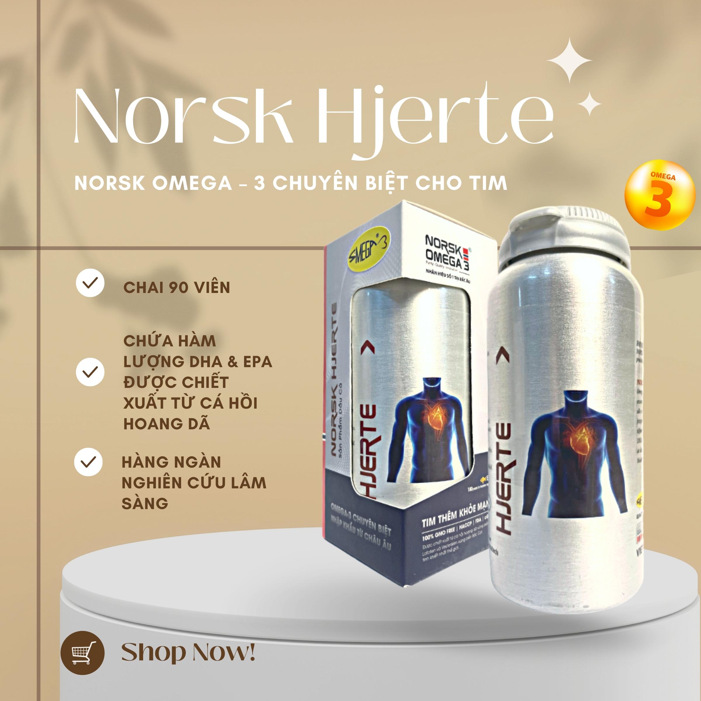 Norsk Hjerte - Nosrk Omega – 3 chuyên biệt cho tim - Hộp 1 chai 90 viên