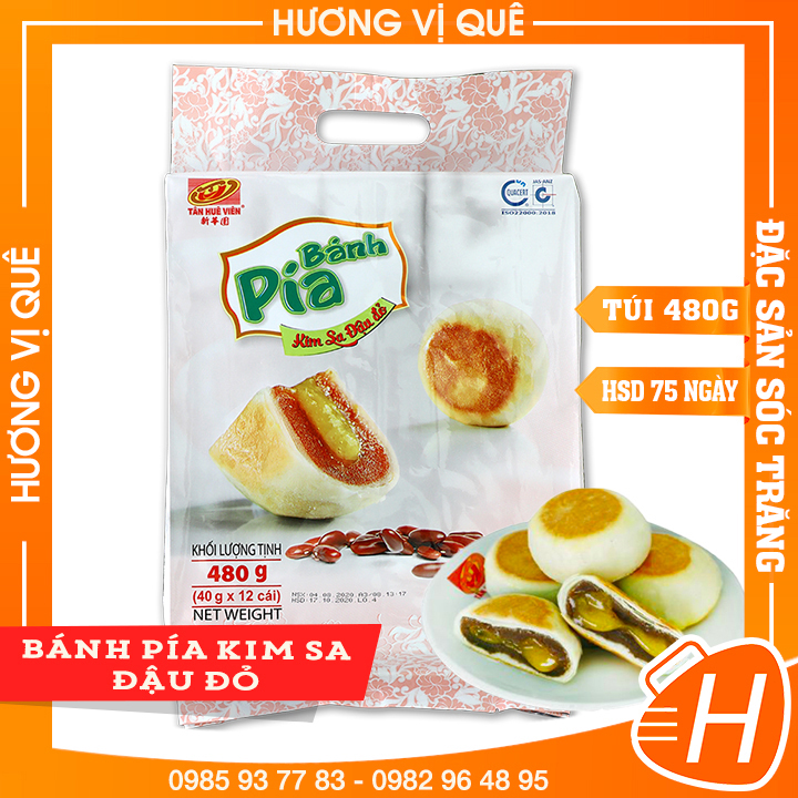 Bánh Pía Kim Sa Đậu Đỏ Tân Huê Viên - Túi 480g(12 Cái) - Đặc Sản Sóc Trăng