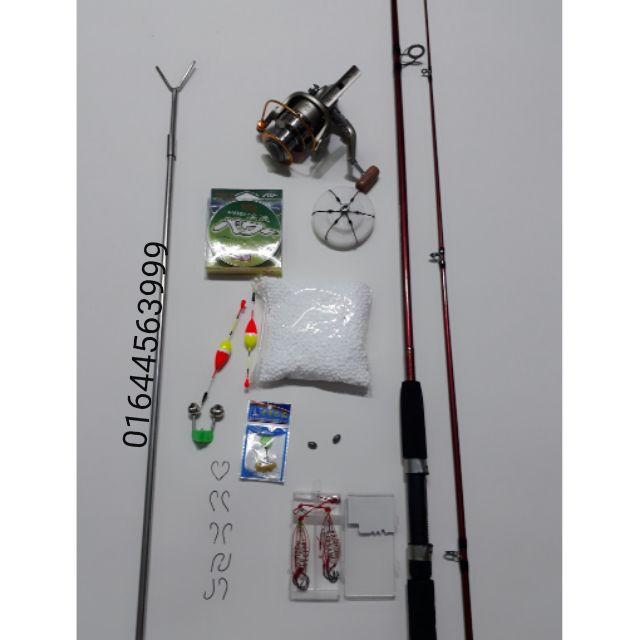 Bộ Cần Câu Shimano Đặc 2 Khúc Dà1m65,1m8, 2m1 ,2m4, 2m7 Máy kim loại Tặng Kèm Phụ Kiện