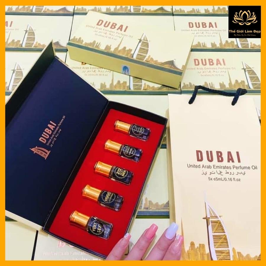 Tinh dầu nước hoa dubai dạng lăn nam nữ mini 5ml lưu giữ mùi hương thơm lâu 48h hộp 5 chai, set dầu thơm mi ni 5 mùi quyến rũ body mist cho học sinh nữ bỏ túi tiện lợi khi sử dụng - THẾ GIỚI LÀM ĐẸP