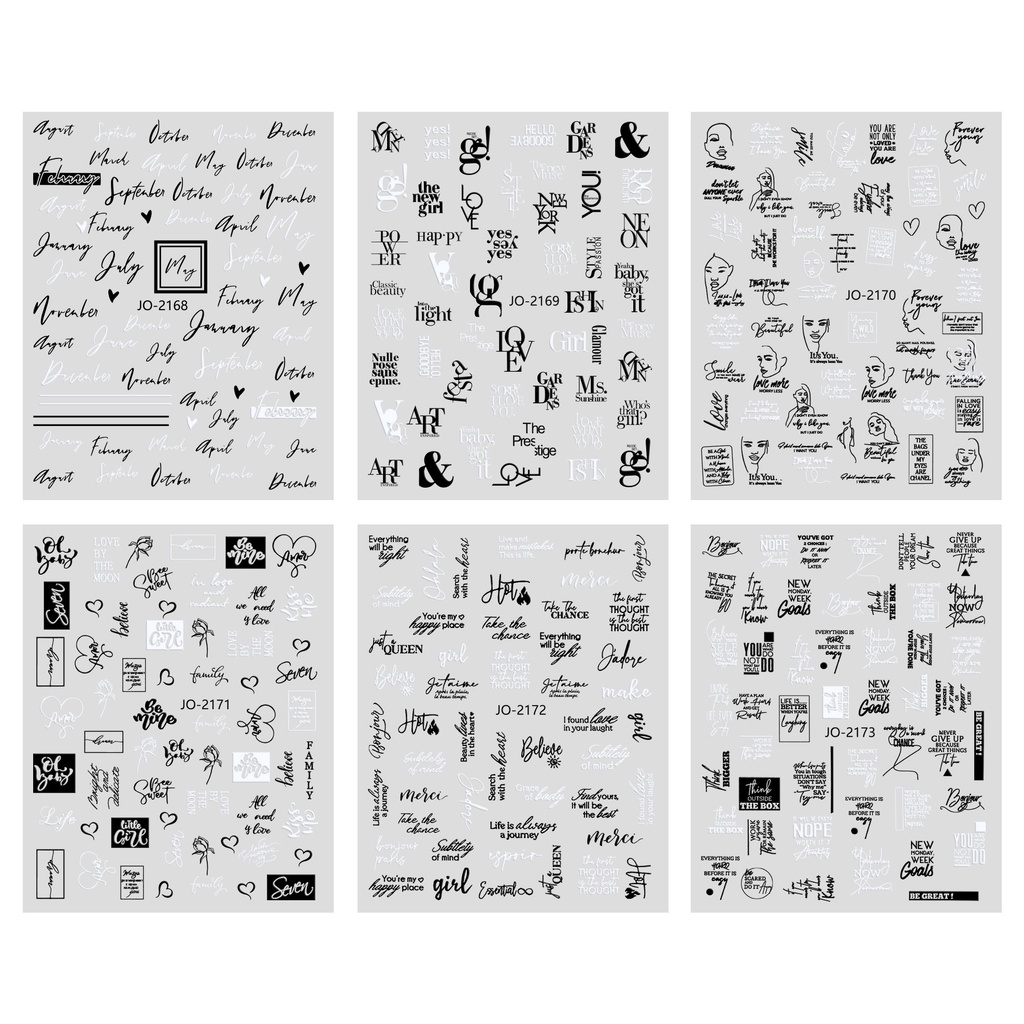 Sticker hoa văn chữ ký trang trí móng nail, sticker hoa văn trừu tượng dán móng tay