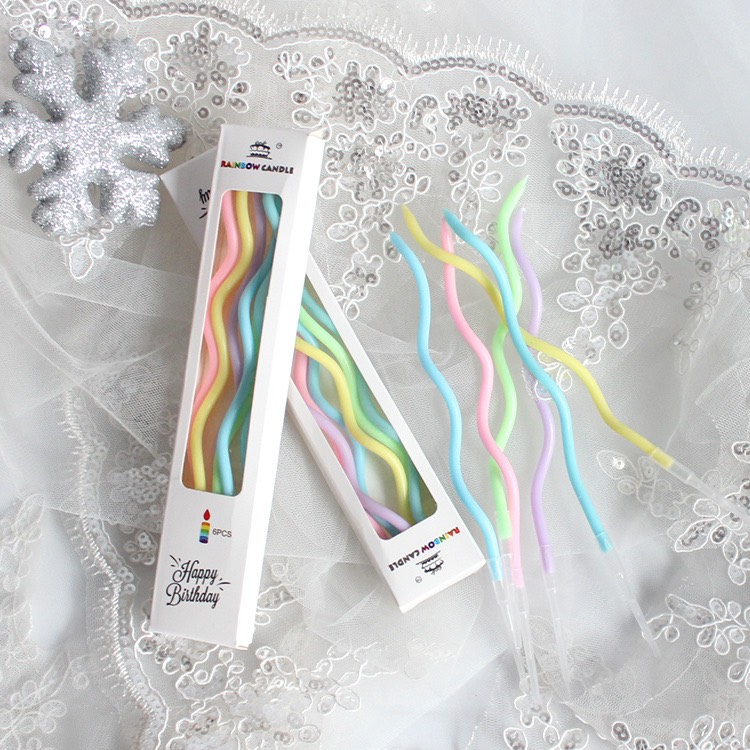 Nến xoắn sinh nhật màu pastel hộp 6 cây