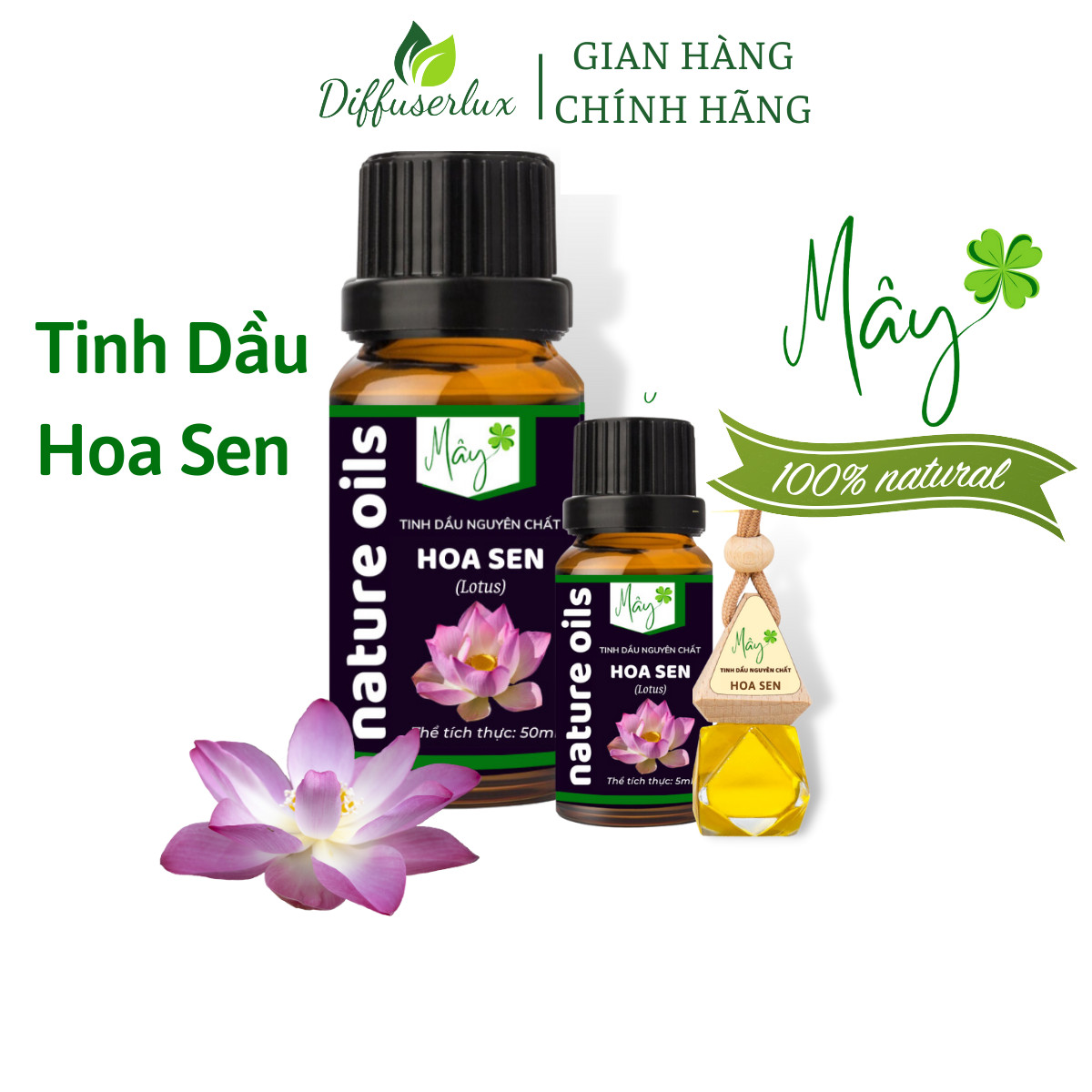 Tinh dầu thơm phòng Hoa Sen nguyên chất 10ml - 50ml, tinh dầu thiên nhiên Mây giúp thơm phòng, thư giãn