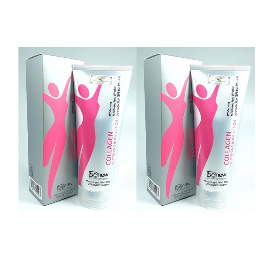 Combo 2 Kem Benew Collagen Whitening Body Lotion 200ml, Dưỡng Thể Trắng Da Nâng Tone Tức Thì