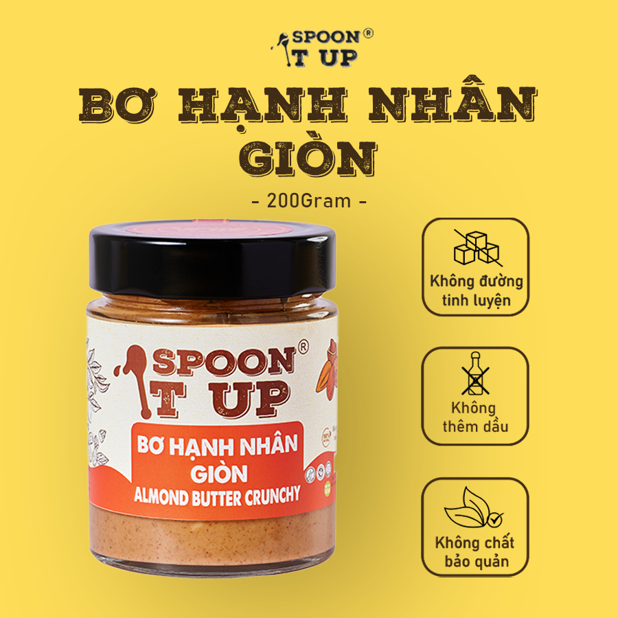 Bơ Hạnh Nhân Giòn - Nguyên Chất 100%, Giàu Dinh Dưỡng 200g - Spoon It Up