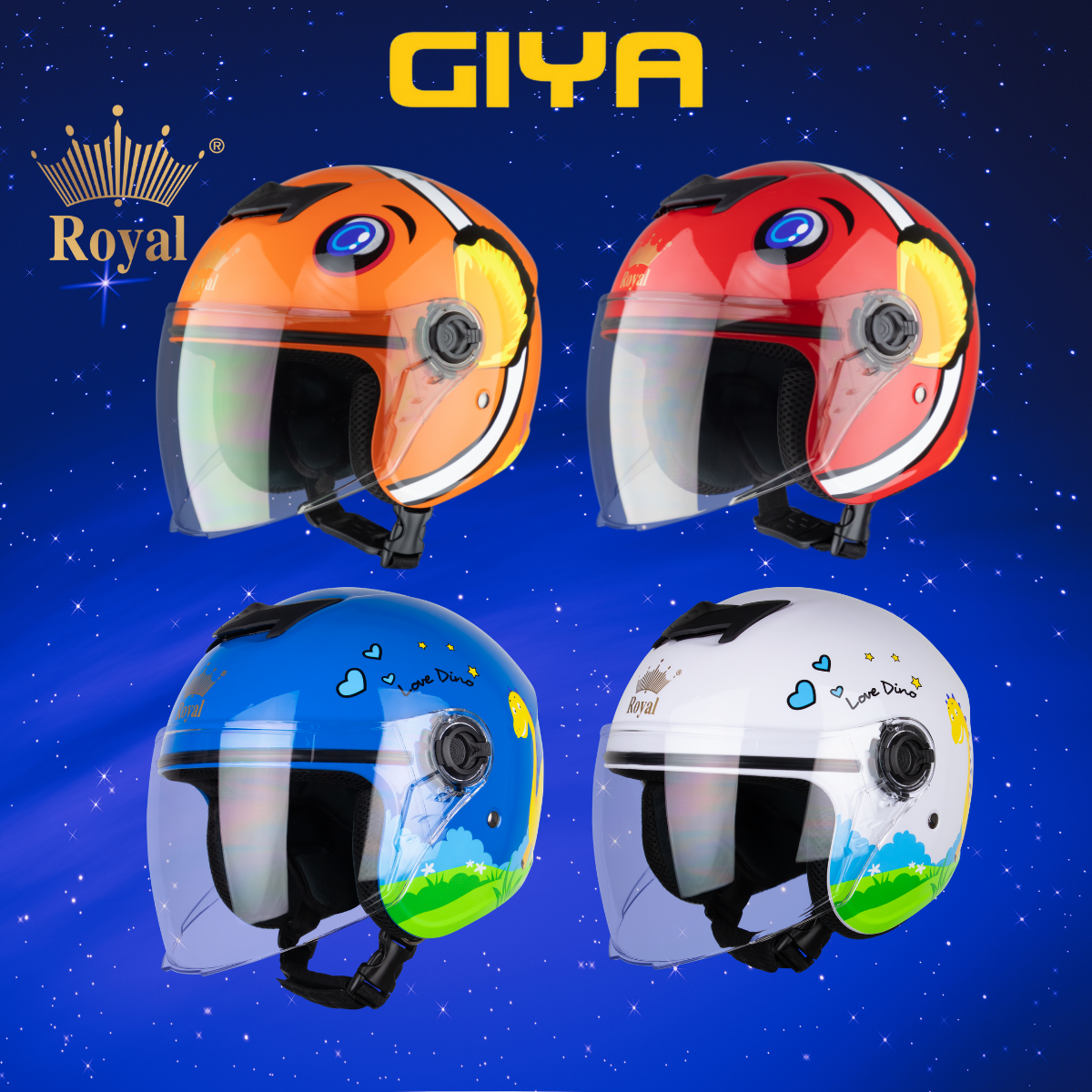 Mũ bảo hiểm trẻ em royal 3/4 m270, nón bảo hiểm kính cho bé có vòng đầu từ 47-52cm - giya helmet