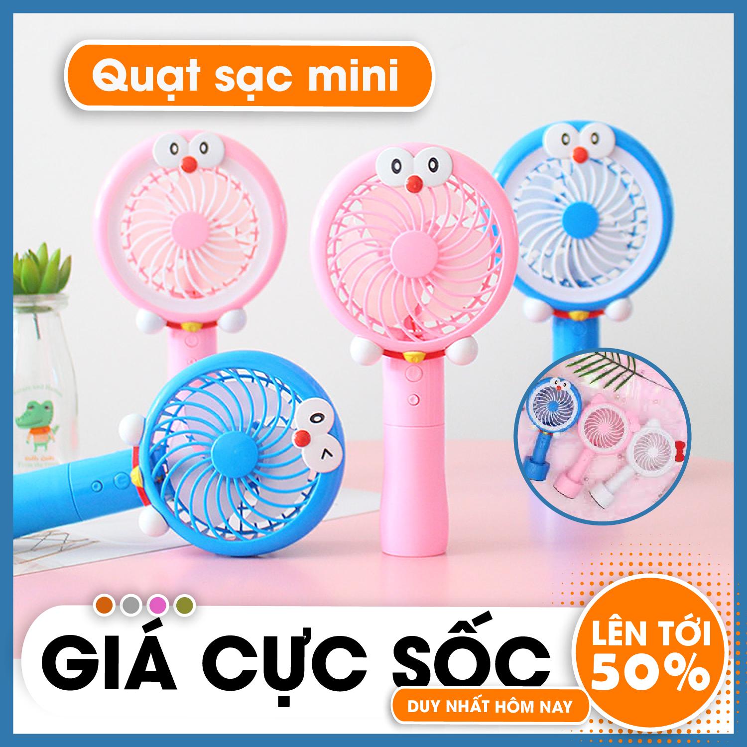 Quạt mini, quạt mini cầm tay, Quạt Cầm Tay Mini 3 Cánh -Pin Sạc Có Đế-Quạt mini cầm tay giá rẻ HR-8976 (Màu ngẫu nhiên)
