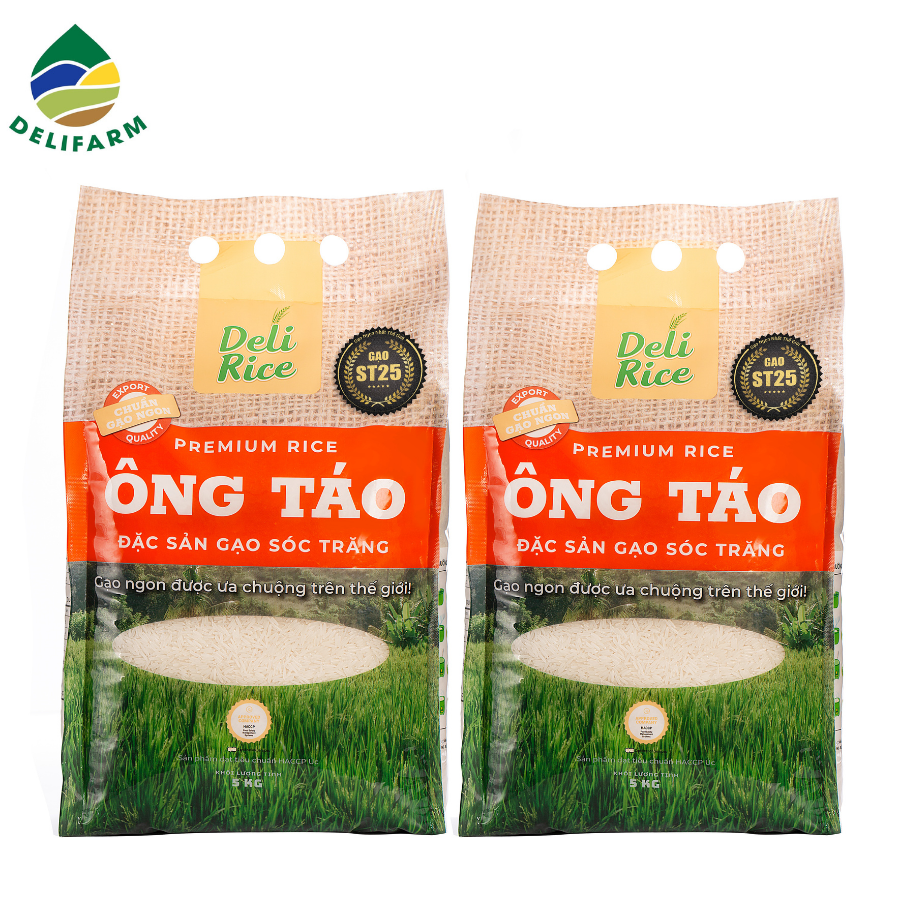 Gạo st25 ông táo đặc sản sóc trăng delifarm kl 10kg
