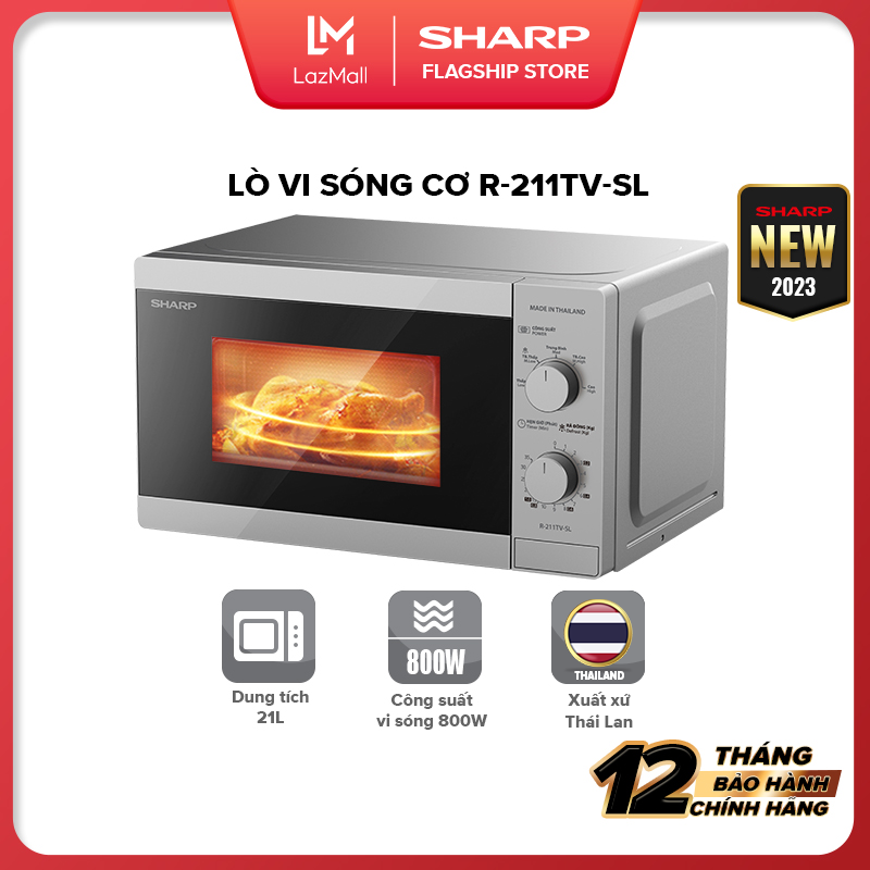 Lò vi sóng Cơ R211TVSL/BK 21L Công Suất 800W 5 Mức Công Suất Bảo Hành 12 tháng