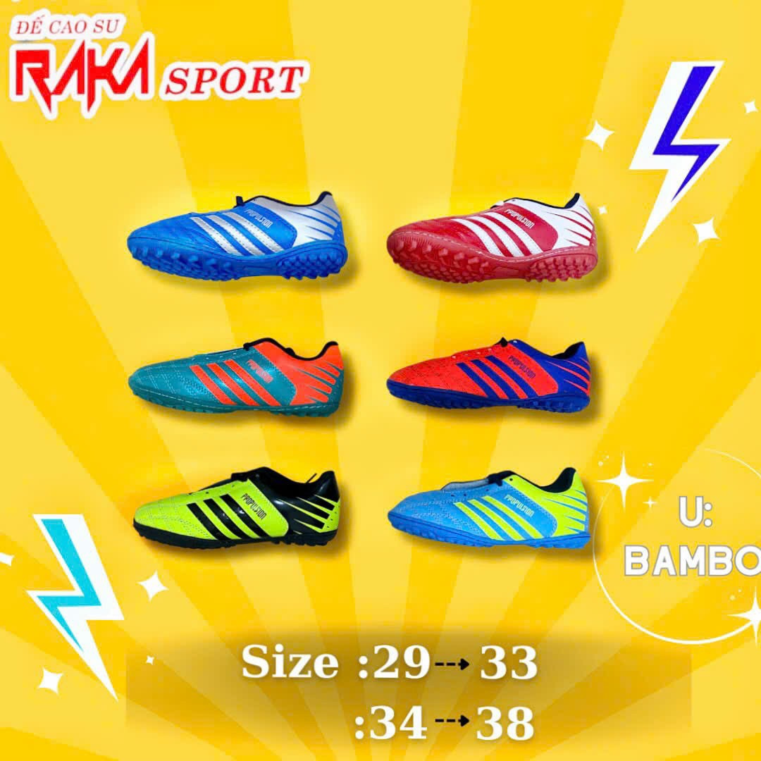 Giày Đá Bóng 3 sọc TRẺ EM UBAMBOO đế cao su khâu full đế ( Nhắn tin để được tư vấn size trước khi đặt )