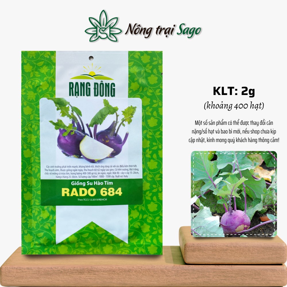 Hạt giống Su Hào Tím Rado 684 chịu nhiệt tốt, sinh trưởng khỏe, trồng quanh năm, hiệu Hạt giống Rạng Đông - Nông Trại Sago