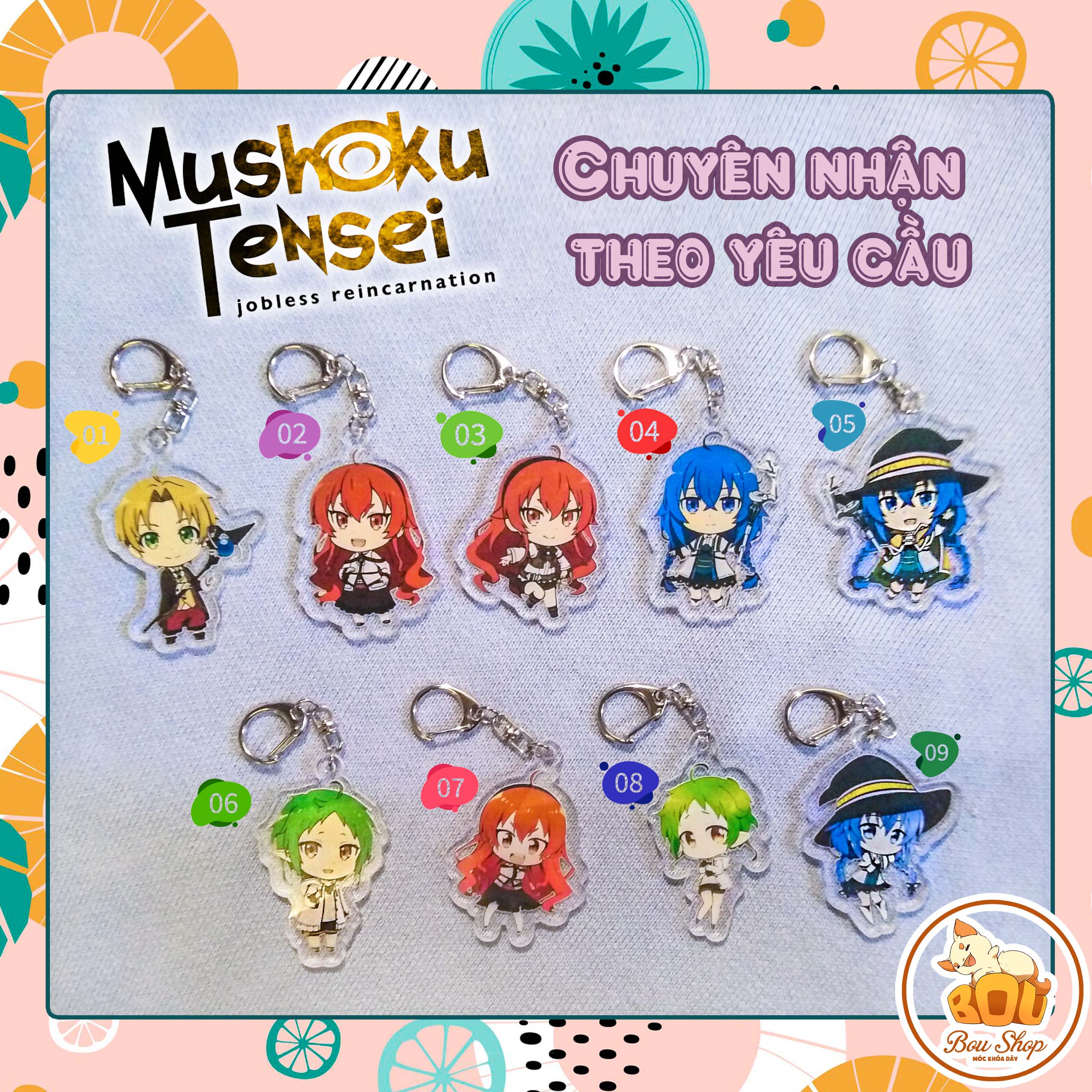[HCM]Móc khóa Mica Acrylic Thất nghiệp chuyển sinh - Mushoku Tensei Anime Keychain