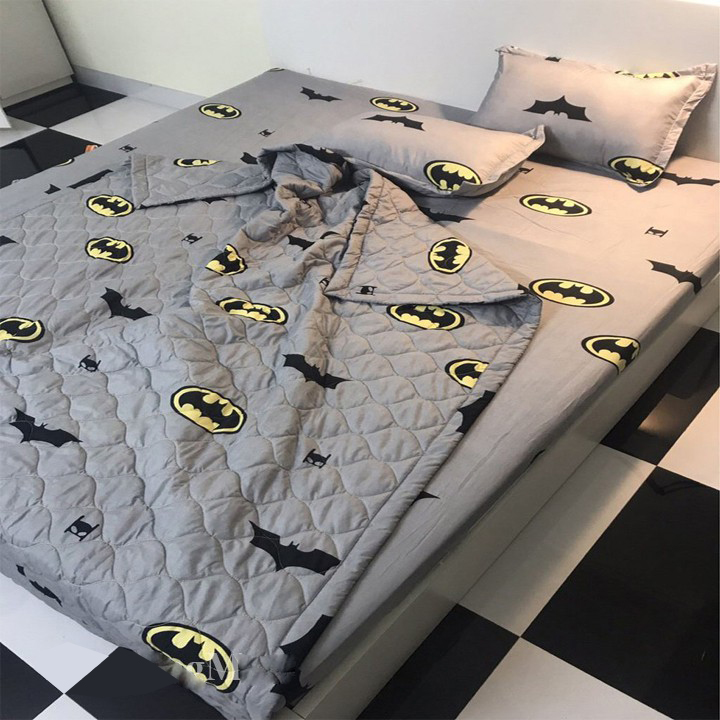 Sét 5 món chăn hè ga gối kèm vỏ gối ôm mẫu batman