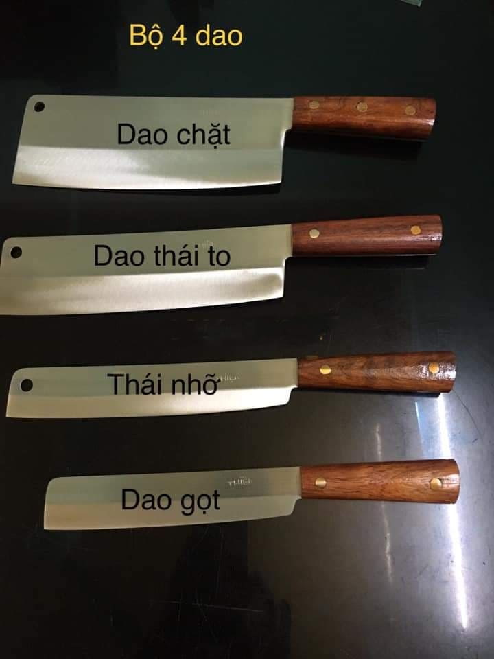 Bộ dao nhà bếp cao cấp chuôi gỗ hương - Thép trắng nhật không gỉ