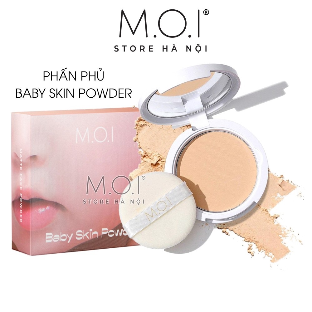 Phấn phủ Baby Skin Powder MOI Hồ Ngọc Hà - Phấn phủ che khuyết điểm Baby Skin Powder M.O.I Cosmetics
