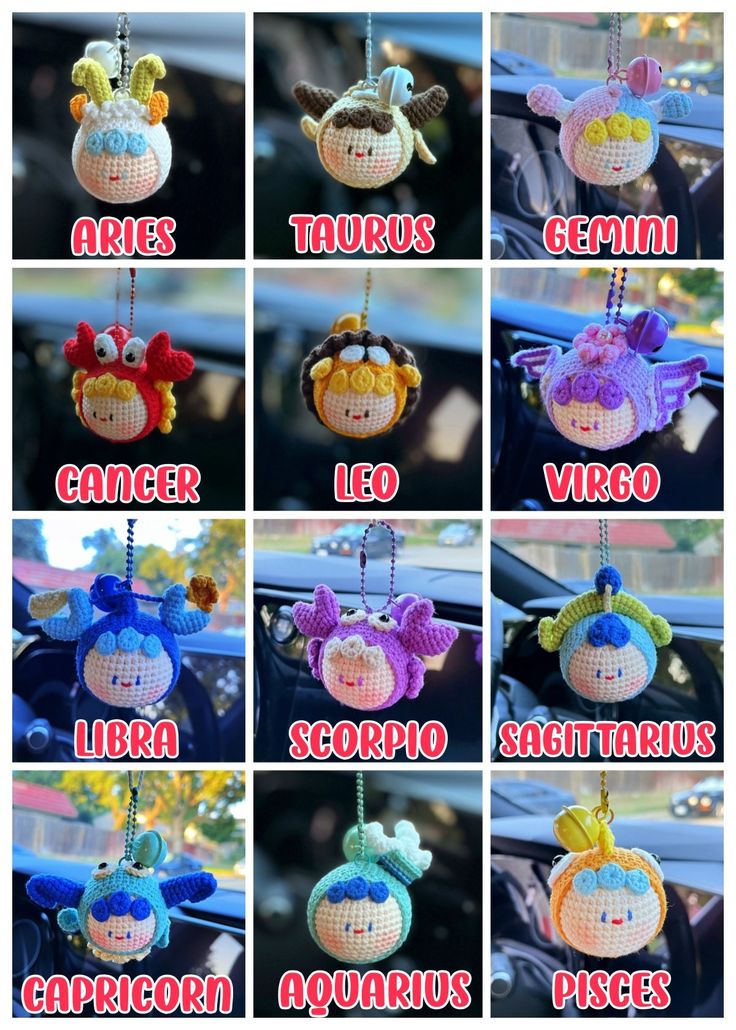 [Follow tặng thêm móc khoá]Móc khóa 12 cung hoàng đạo zodiac crochet bằng len handmade giá rẻ
