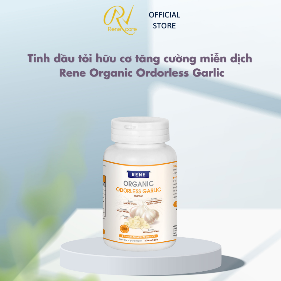 Tinh dầu Tỏi hữu cơ khử mùi Rene Organic Odorless Garlic USA [Tăng sức đề kháng cho cơ thể]