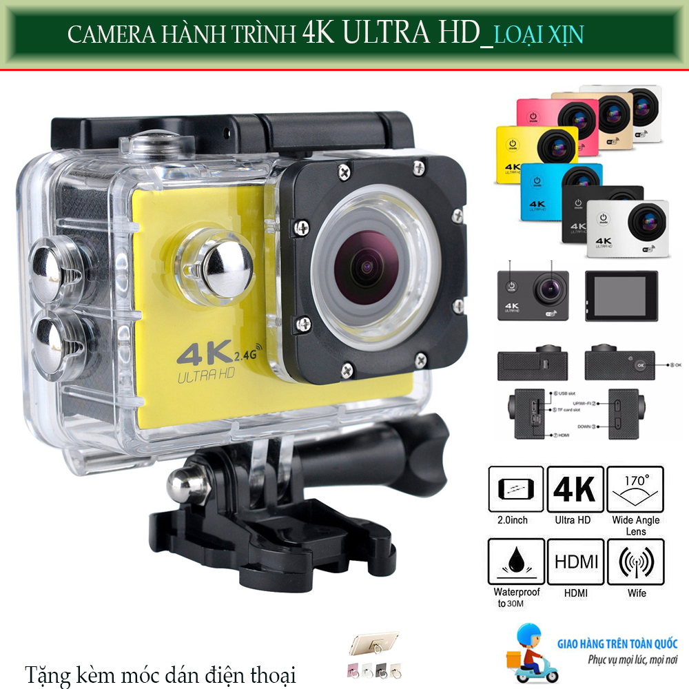 Camera Hành Trình 4K Chống Nước (loại cao cấp).Camera Hành Trình Sports 4K Ultra Hd Wifi,Độ Phân Giải 1080P Full HD .Chống Rung Lắc,Chống Nước,tặng móc dán đt.