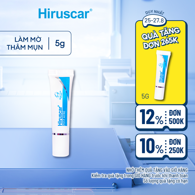 (HSD 11/2024) Gel chăm sóc sẹo mụn và mụn thâm Hiruscar Post Acne 5g