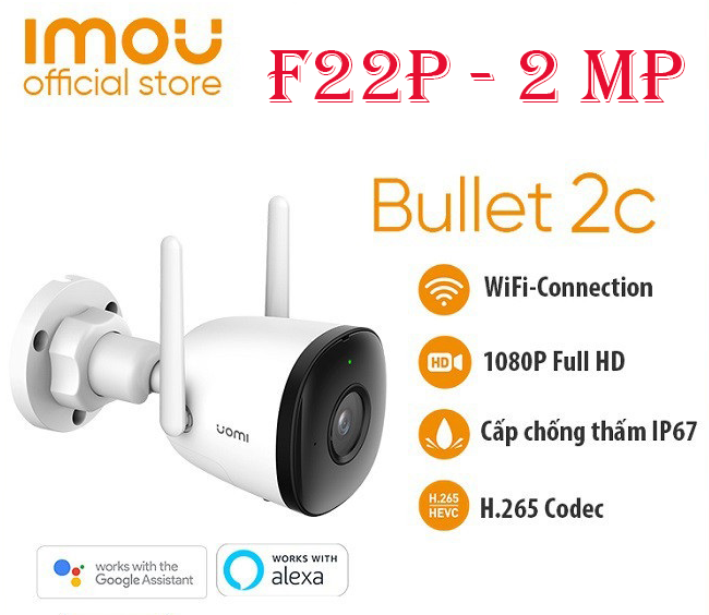 Camera thân ngoài trời imou f22p 2.0mpx