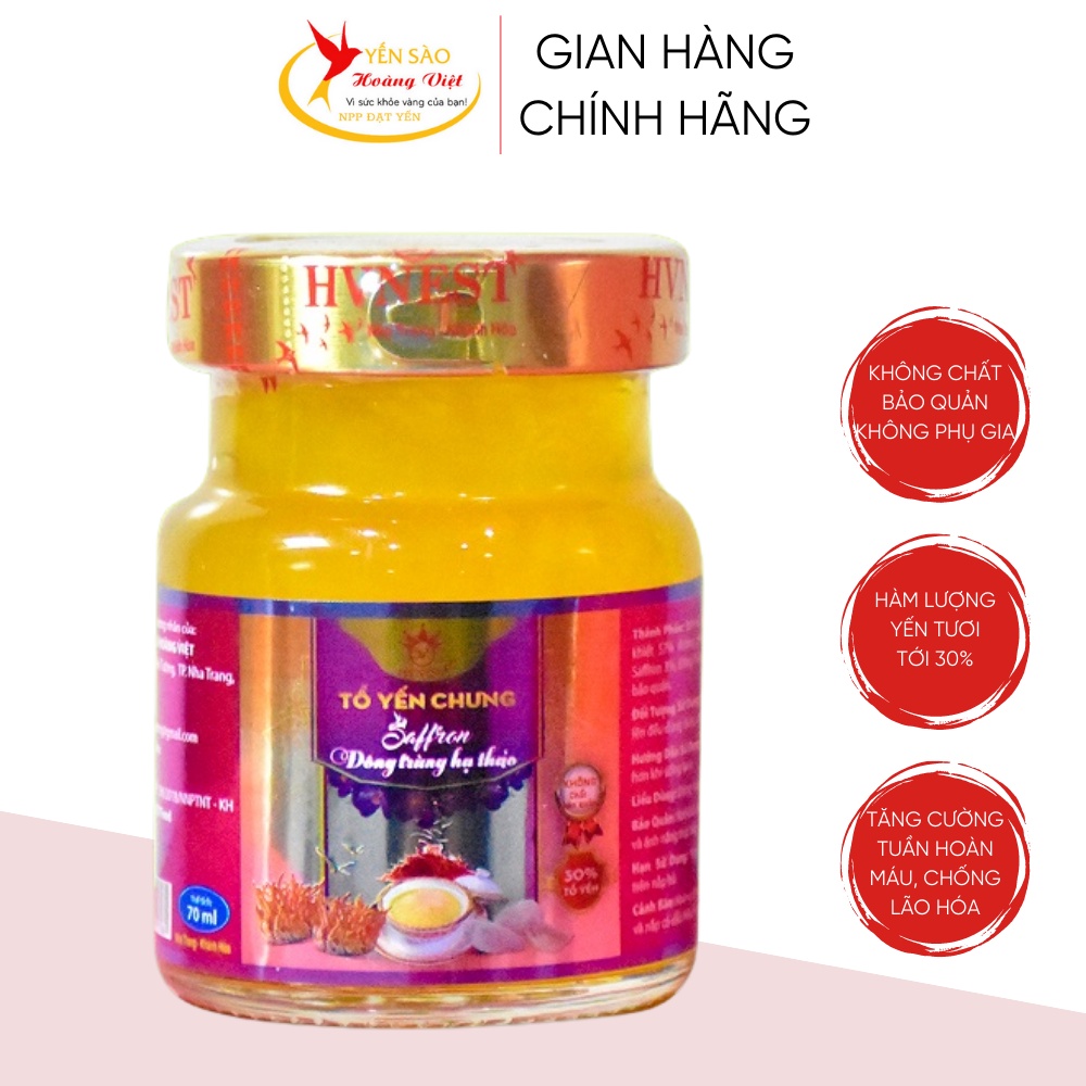 Tổ yến chưng HVNEST Đông Trùng Hạ Thảo 70ml , Yến sào Hoàng Việt, yến sào cao cấp, yến sào chính hãng