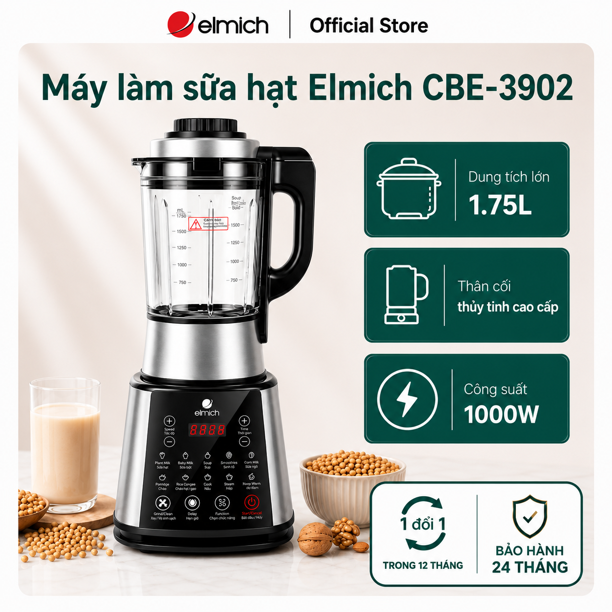 (Chỉ 15-17.07)Máy làm sữa hạt Elmich CBE 3902