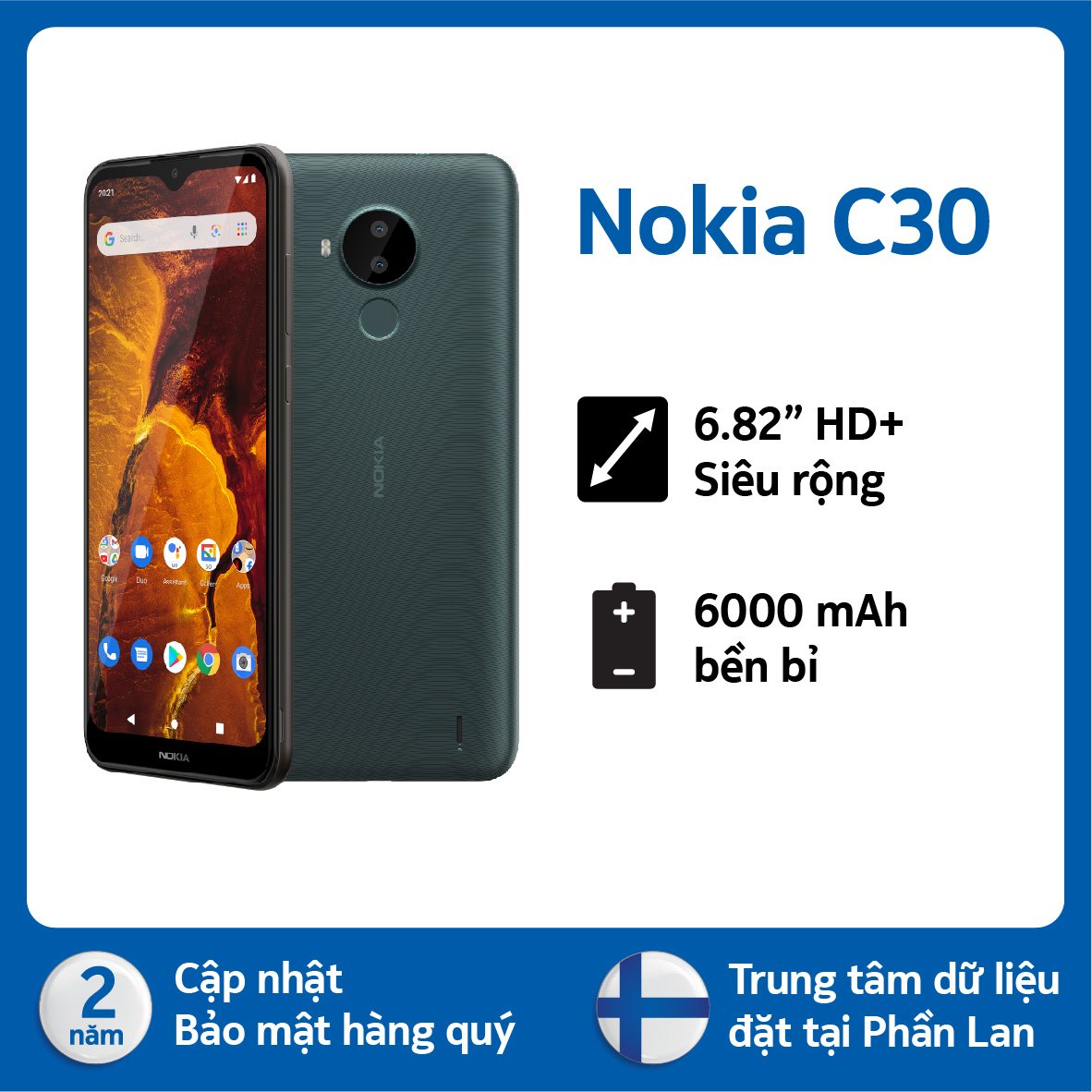 (Xả kho máy mới 100%) Điện thoại Nokia C30 2/32GB pin 6000mAh- Hàng chính hãng, Nguyên Hộp