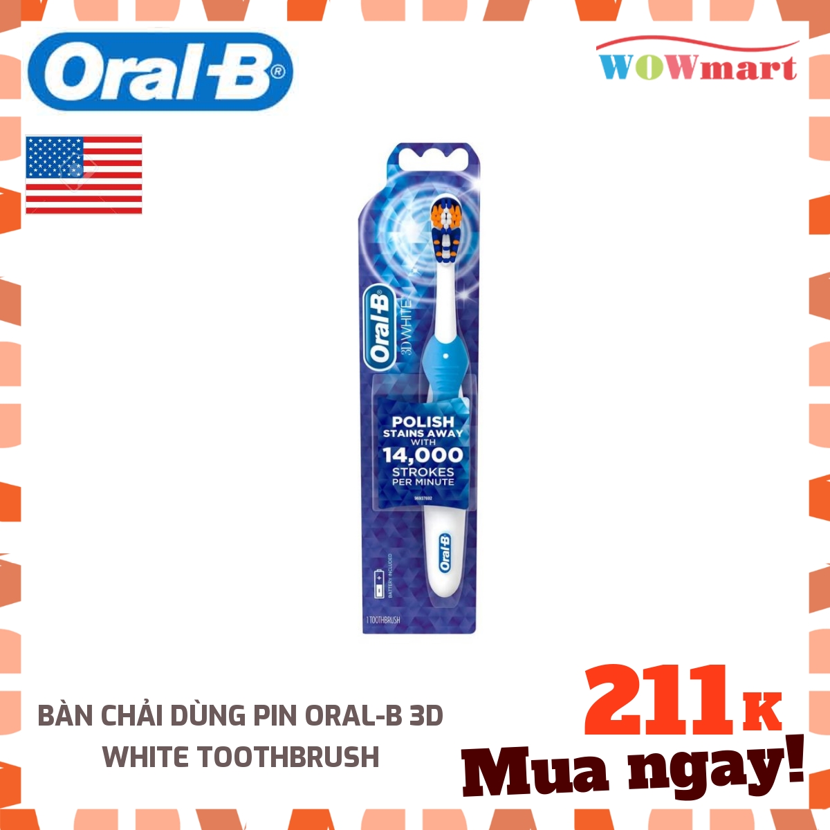 Bàn chải dùng pin Oral-B 3D White Toothbrush