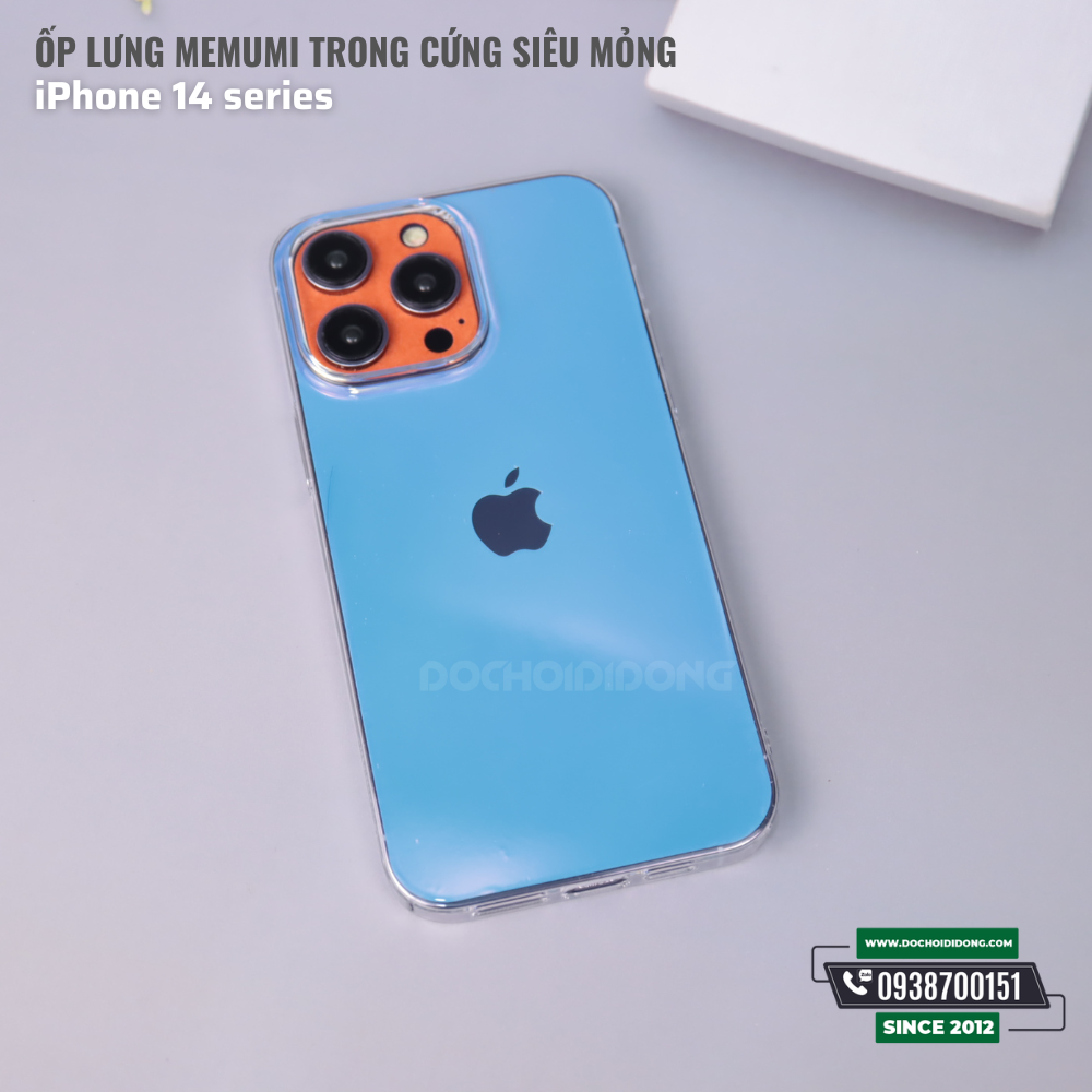 Ốp lưng cho iphone 14 - 14 plus - 14 pro - 14 pro max memumi trong cứng siêu mỏng