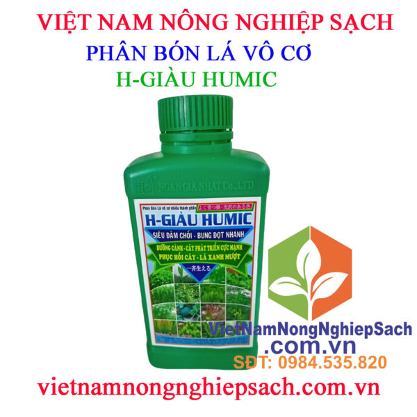 H-GIÀU HUMIC – PHÂN BÓN LÁ VÔ CƠ SIÊU ĐÂM CHỒI, BUNG ĐỌT NHANH CHAI 480ML