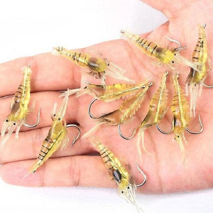  Bộ 5 mồi câu cá giả hình tôm có kèm lưỡi câu 