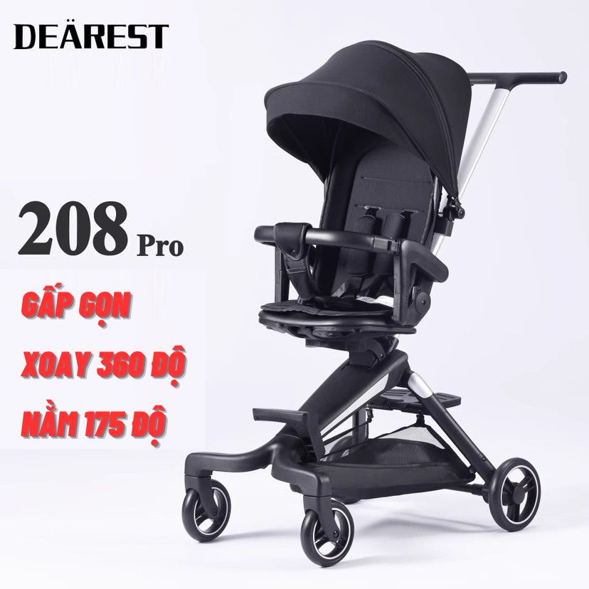 Xe đẩy du lịch gấp gọn 4 bánh thiết kế Đức chống sốc, 2 chiều ngả lưng 3 tư thế, dùng cho trẻ từ 0 - 6 tuổi