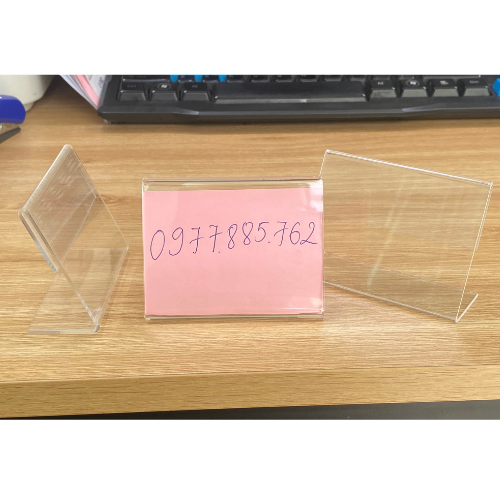 Bảng tên sản phẩm, bảng tên bánh bằng mica KT 6*8cm, menu mica chữ L