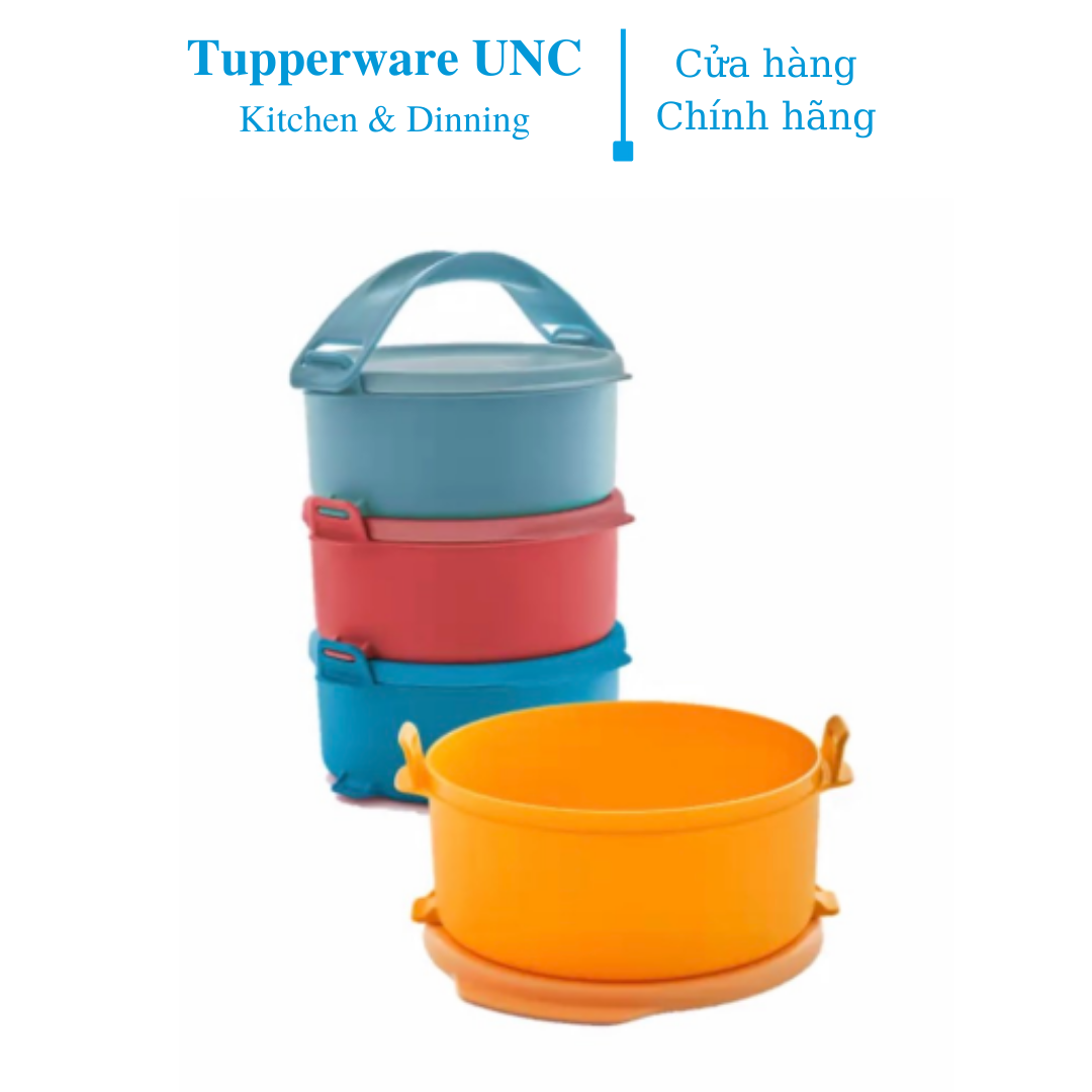Bộ hộp cơm Tupperware Small Round Click To Go 550ml - Màu mới