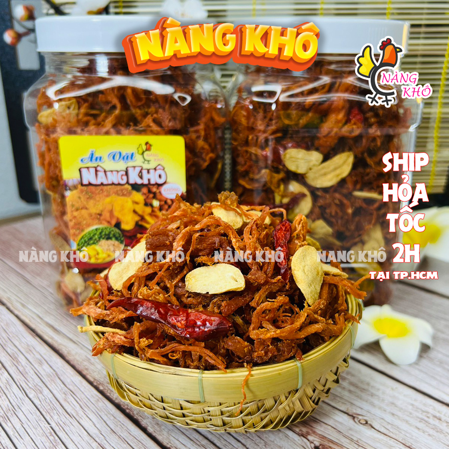 1Kg Khô Heo Cháy Tỏi ( Thơm ngon – đậm vị ) đồ ăn vặt từ Nàng Khô