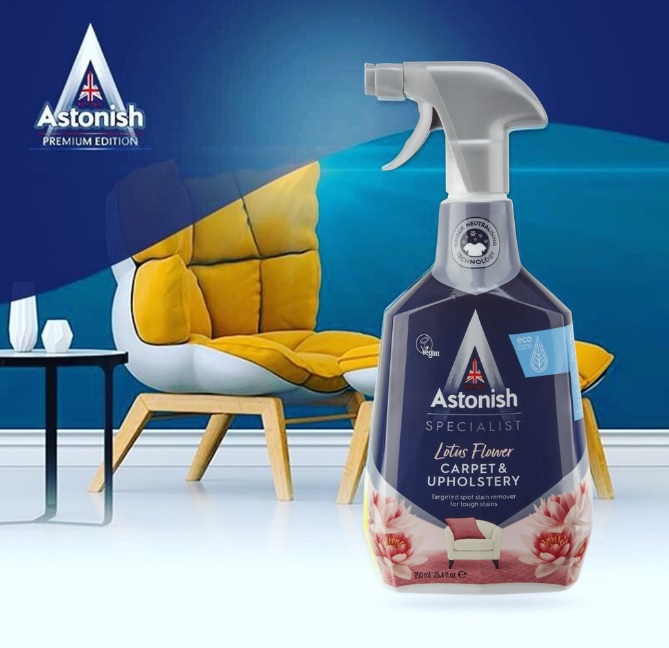 Tẩy vệ sinh nỉ thảm, ghế sofa, nệm vải, dung dịch xịt tẩy vết bẩn ố vàng trên thảm nỉ, sofa nỉ Astonish C6720