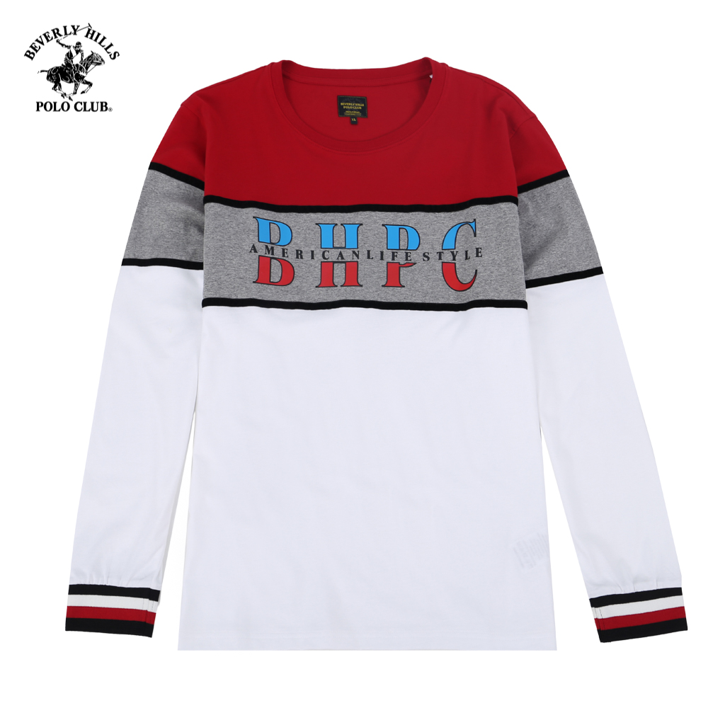 Beverly Hills Polo Club - Áo thun dài tay Nam Regular Fit Đỏ phối trắng và RM- BHPC TSMRLW21TL064