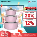 Bộ nồi phủ sứ Nano đáy từ Sunhouse Healthy SHG7979MP1/MT1 - Chống dính Nano Ceramic - Dùng mọi loại bếp
