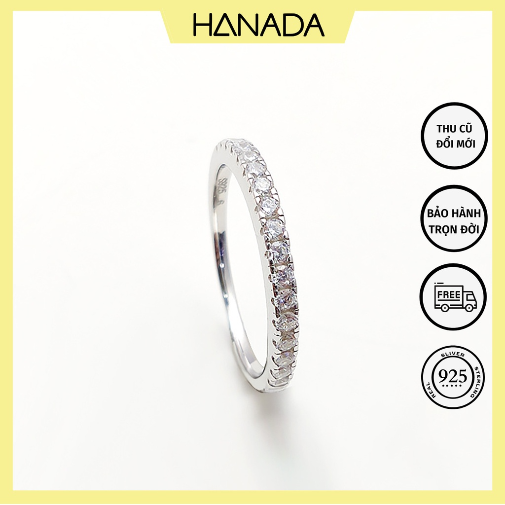Nhẫn Nữ Bạc 925 Nửa Vòng Đá Đá Lấp Lánh Đơn Giản Hanada 0731